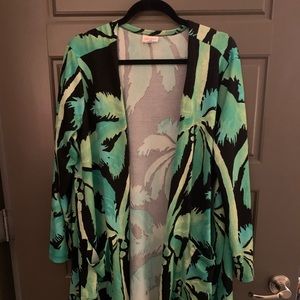LuLaRoe Caroline Cardigan Unicorn Palm Print